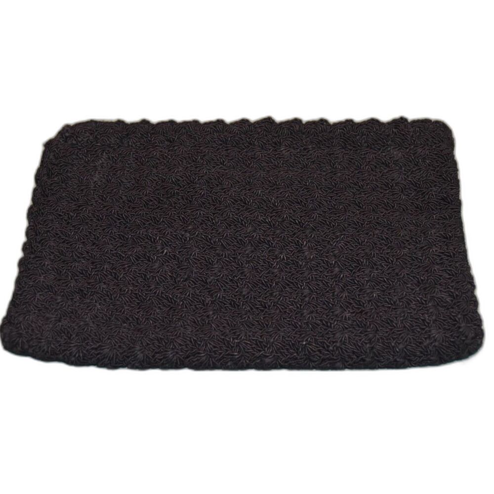 Vintage 1950s Black Crocheted Cord Clutch Purse Satin Lined Evening Bag